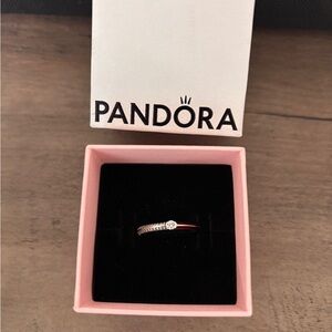 Pandora ME Pavé & Red Dual Ring Sterling silver. Size 5,5